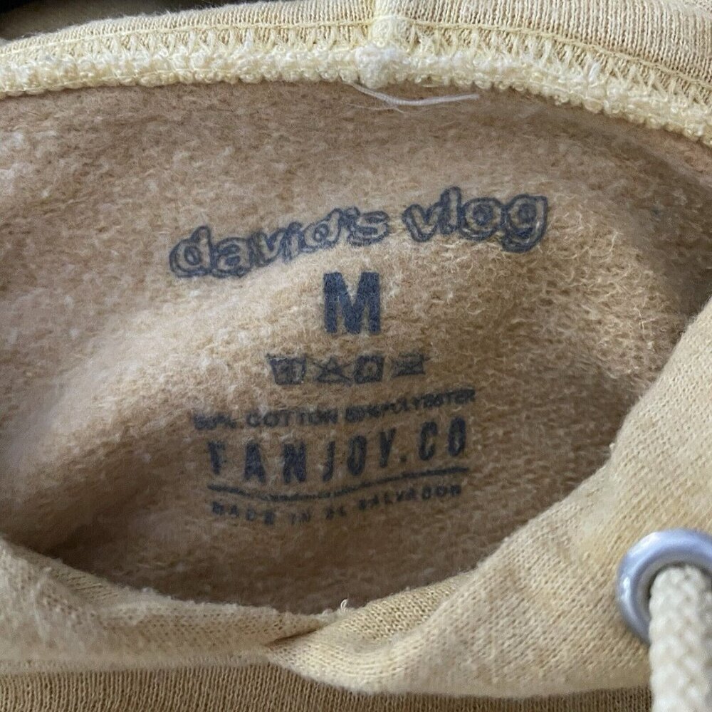 FanJoy David's Vlog Adult Sz M Yellow Colorful Graphic Hooded Sweatshirt - Picture 7 of 7